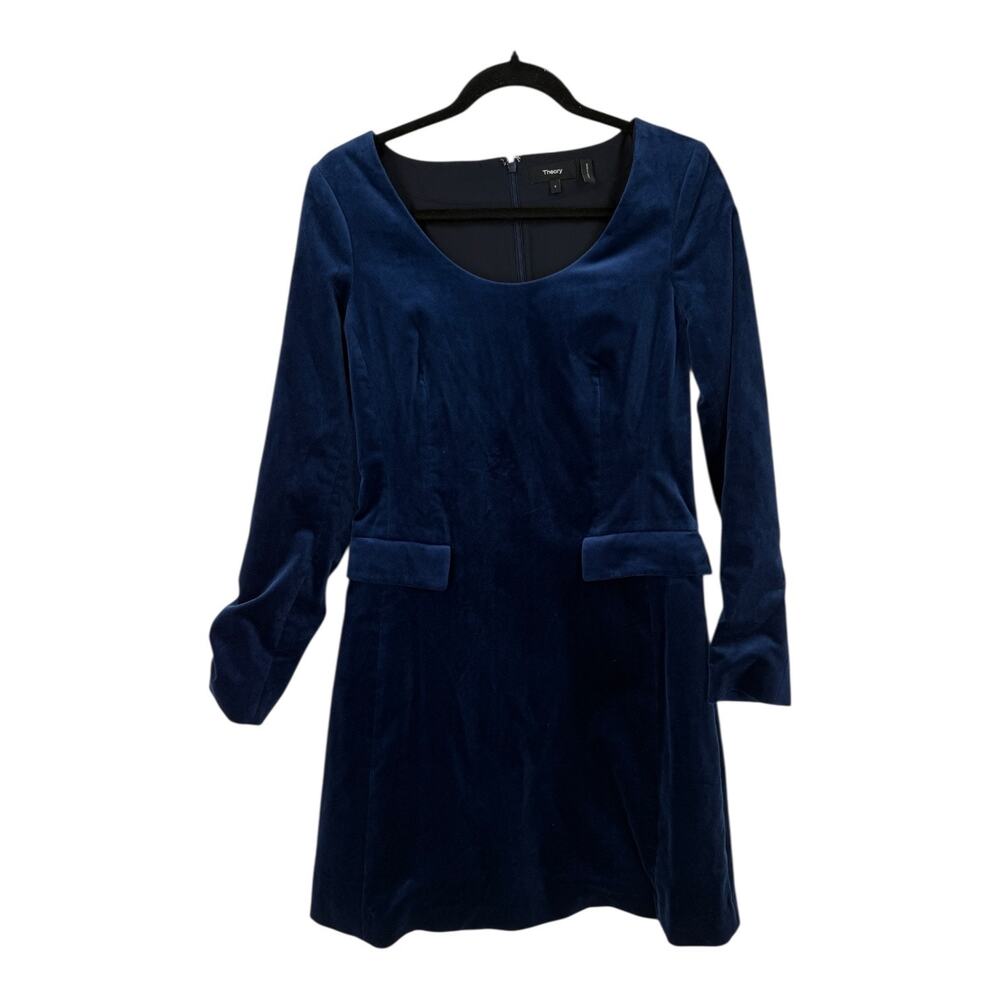 Theory Dress Velour shift long sleeve blue size 4